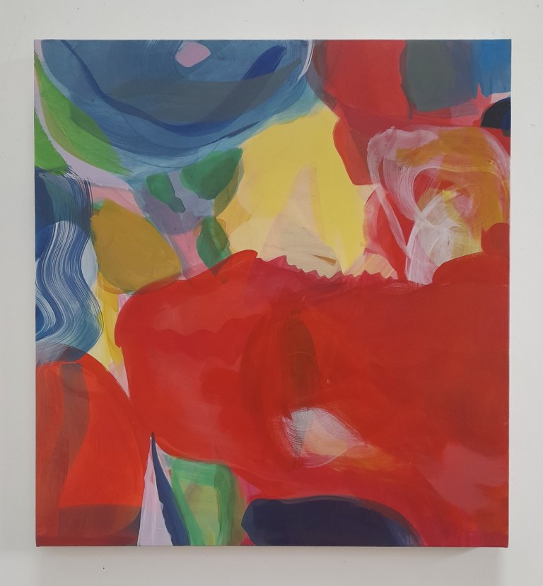 Sur la crête , 2021 Peinture à l'acrylique et pigments sur toile, 65x61 cm