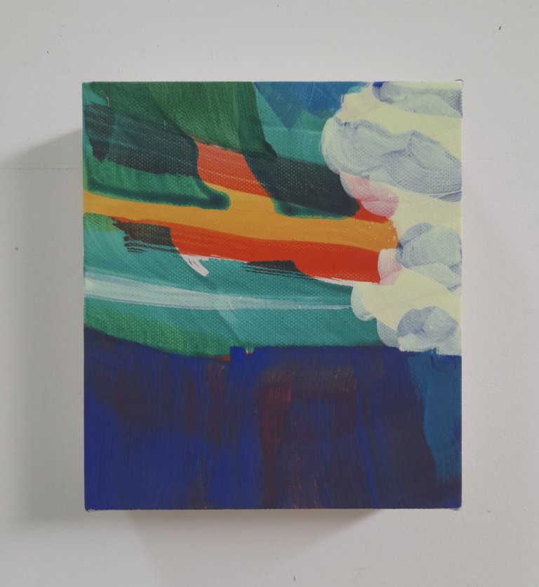 Le bout du ciel, 2021 Peinture acrylique et pigments sur toile, 17x15 cm