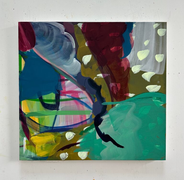 Flocons, 2022 Technique mixte, acrylique, pastel, huile et pigments sur toile, 61x65 cm