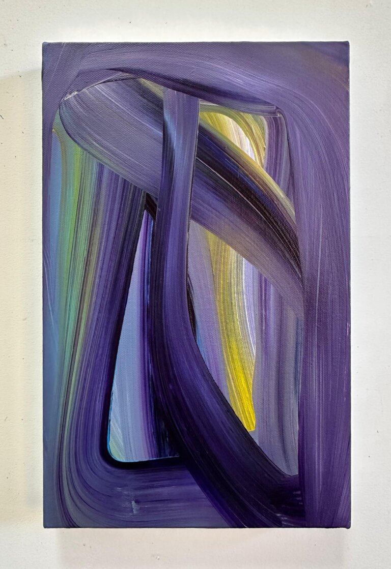 Deux allongés N1, 2025 Acrylique et pigments sur toile, 22x34 cm