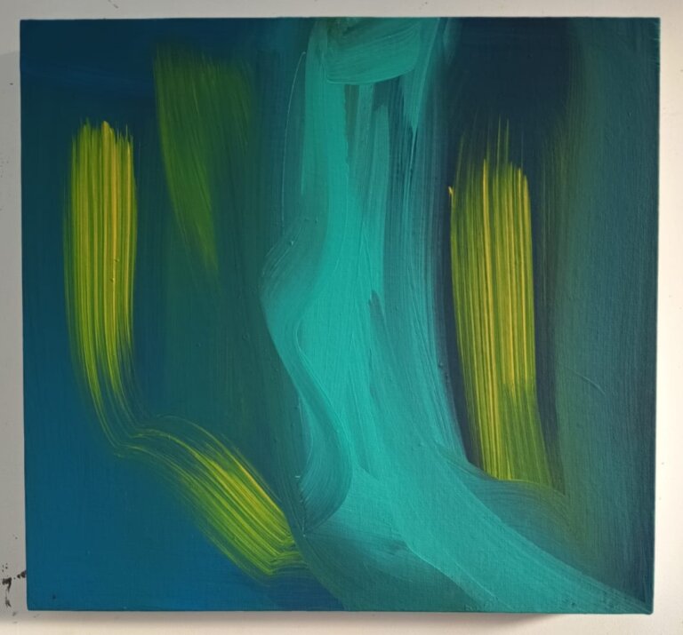 Sans titre, 2025 Acrylique et pigments sur toile, 40x38 cm